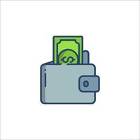Wallet icon with money in it vector