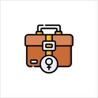 A woman's suitcase icon with a lock and a lock vector