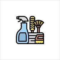 A cleaning icon with a broom and a bottle vector