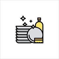 A line icon of a bottle and a plate vector