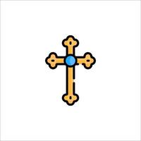 A cross icon with a blue stone in the center vector