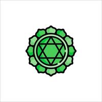 The symbol for the chakra is green and has a star in the center vector