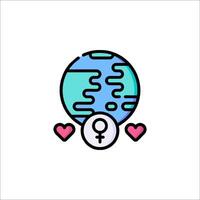 A woman and a globe with hearts on it vector