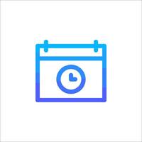 A calendar icon with a clock on it vector
