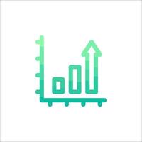 A graph chart icon with a green arrow vector