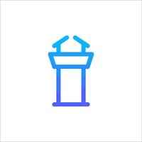 A blue and white icon of a podium vector