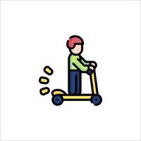 A man riding a scooter with a helmet on vector