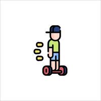 A man riding a hoverboard icon vector