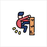 Man climbing up a wall icon vector