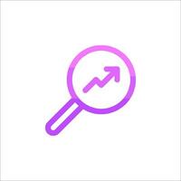 A magnifying glass with an arrow pointing up vector
