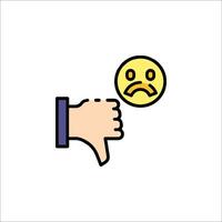A hand with a thumb up and a sad face vector