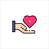 A hand holding a heart icon vector