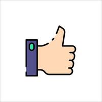 A thumbs up icon with a hand and a button vector
