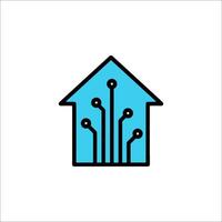 A house with a circuit board icon vector