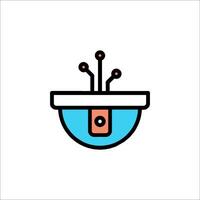 A blue and orange icon of a bowl with a fork in it vector