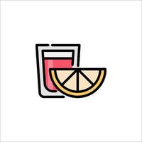 A glass of juice with a slice of lemon vector