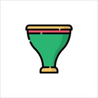 A green cup with a red stripe on it vector