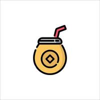 A drink with a straw and a straw in it vector