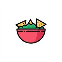 A colorful bowl of chips and salsa vector