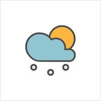A weather icon with a sun and clouds vector