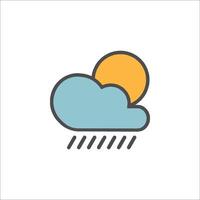 A weather icon with a sun and cloud vector