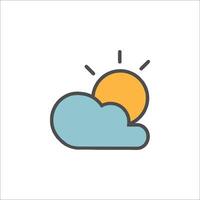 The sun and cloud icon is shown in a flat style vector