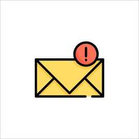 An email envelope icon with a red exclamation mark vector
