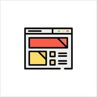 A web page icon with a yellow and red color vector