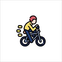 A man riding a bike in a line icon vector