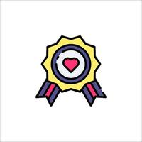 A heart icon in a ribbon with a star on it vector