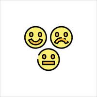 Three yellow emoticions with different expressions vector