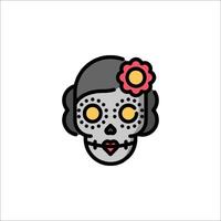 A sugar skull with a flower on its head vector
