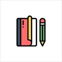 A book and pencil icon on a white background vector