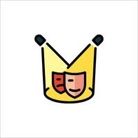 A crown with two masks on it vector