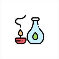 A bottle with a candle and a green liquid vector