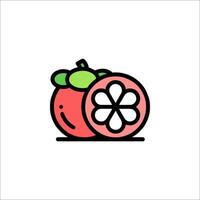 A fruit icon with a green leaf on it vector
