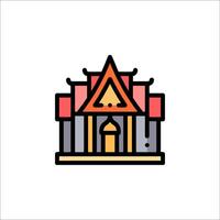A thai house icon with a red roof vector