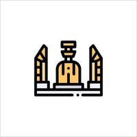 A line icon of a building with a clock on top vector