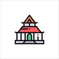 A building with a roof and a red roof vector