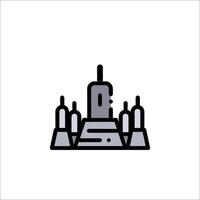 A city skyline with a tower in the middle vector