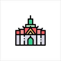 A building with a green and red color scheme vector