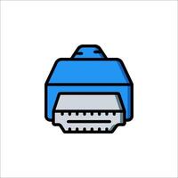 A blue and gray computer cable icon on a white background vector