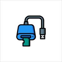 Usb cable connected to a computer icon vector