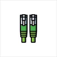 Two green ethernet cables on a white background vector