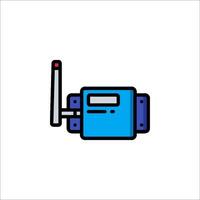 A blue and white device with a radio antenna vector