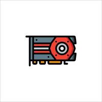 A red and black computer with a red and black logo vector