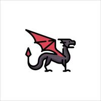 A black and red dragon with wings vector