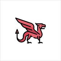 A red dragon with wings on its back vector