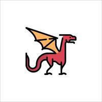 A red dragon with orange wings on a white background vector