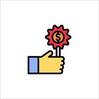 A hand holding a red star with a dollar sign vector